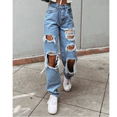 Jeans déchirés, amincissants, délavés